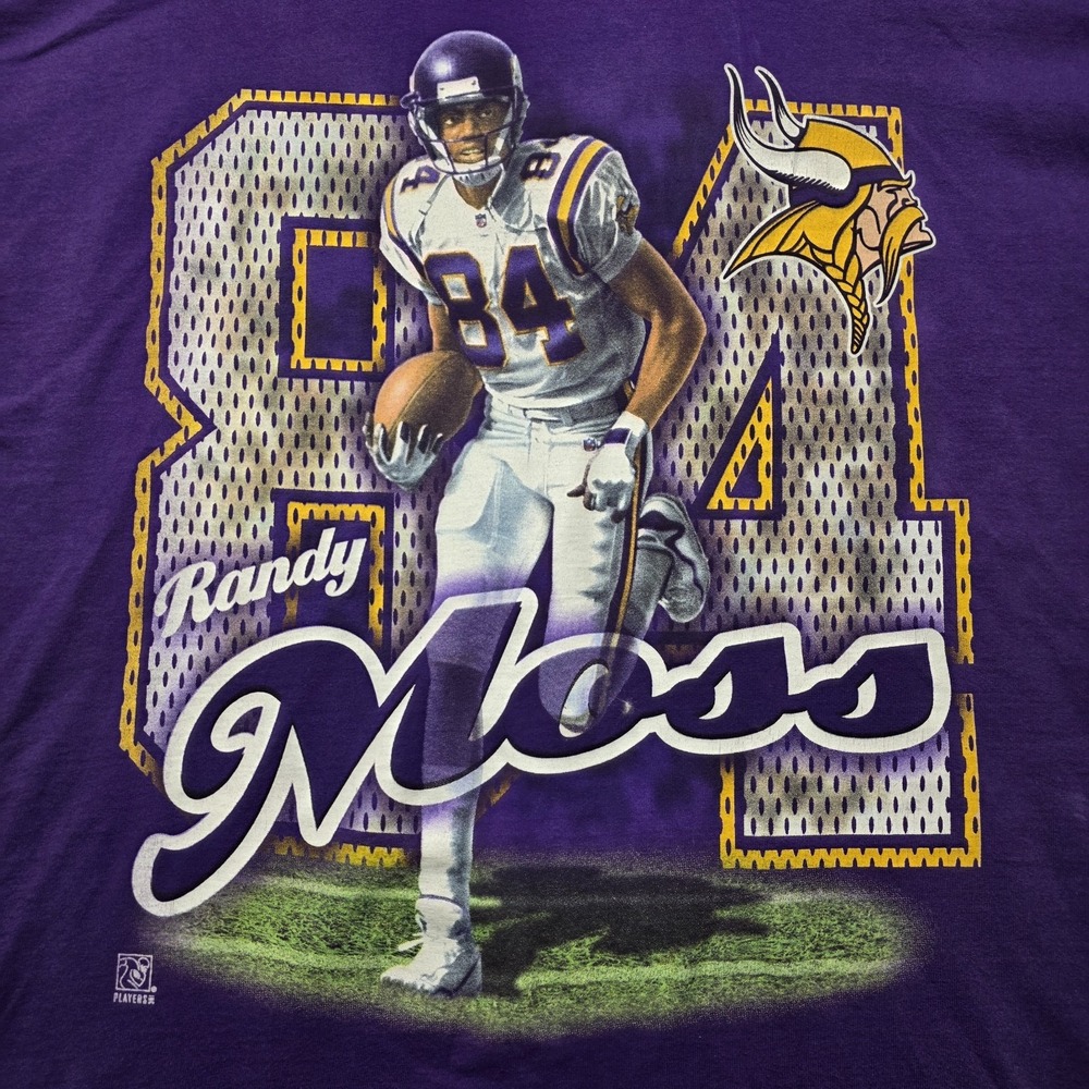 VTG Pro Player Minnesota‎ Vikings Randy Moss #84 T-Shirt XXL Purple NFL USA Made